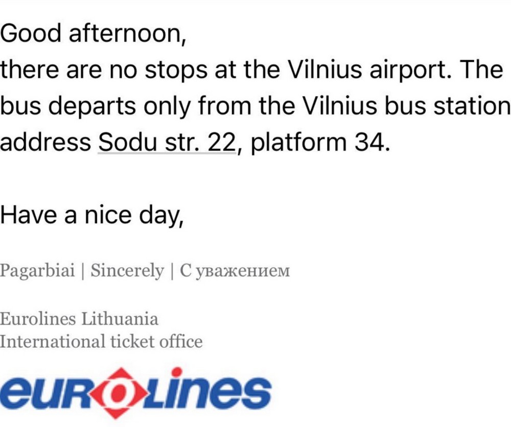 Жалоба на службу поддержки Eurolines. Скриншот из приграничного чата