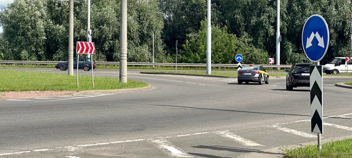 Разметка на кольце Тавлая–Брикеля в Гродно. Фото: АвтоГродно